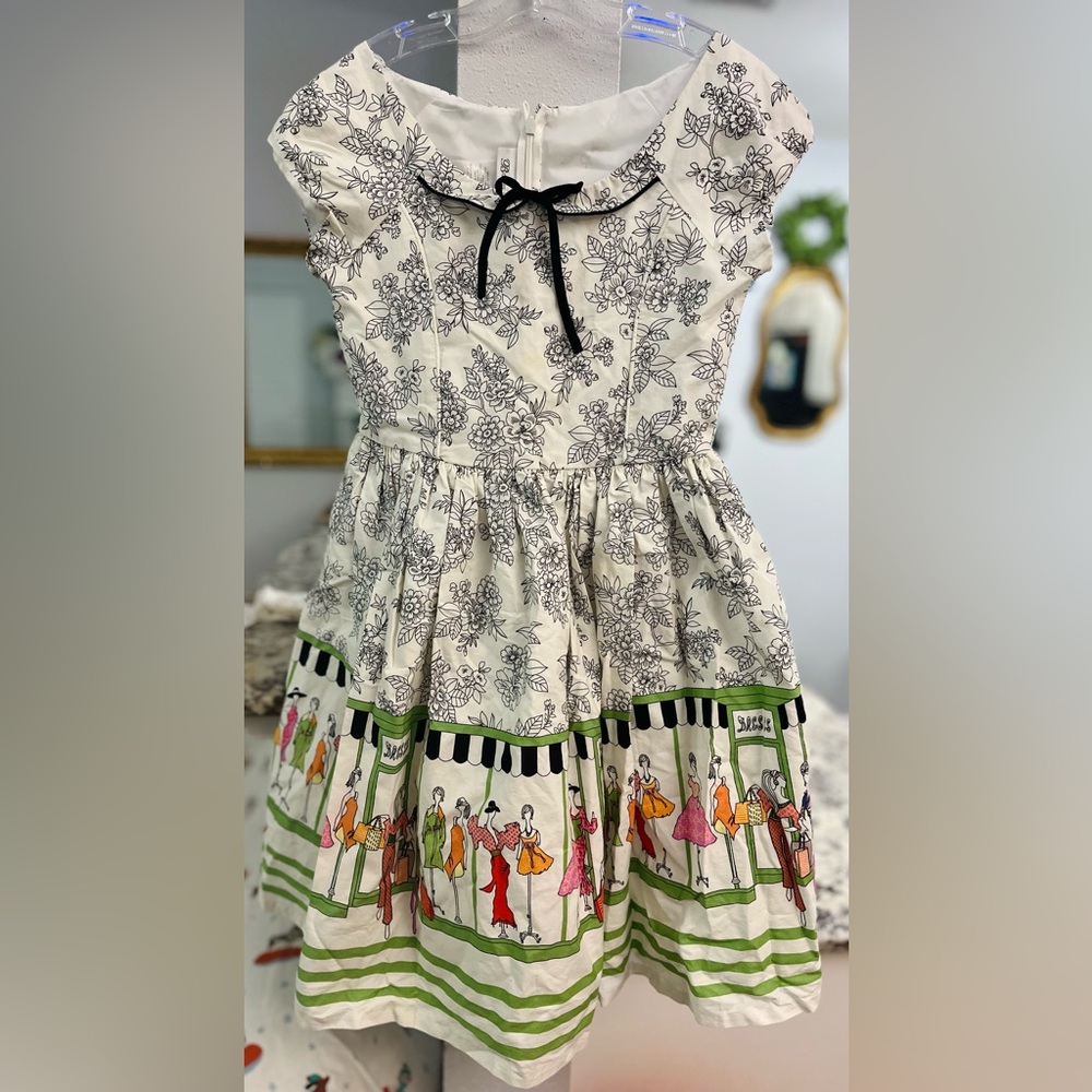 Bonnie Jean Black and Green Floral Kids Dress